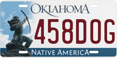 OK license plate 458DOG