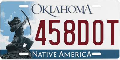 OK license plate 458DOT