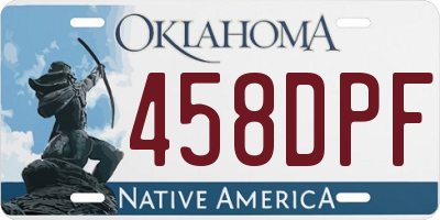 OK license plate 458DPF