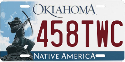 OK license plate 458TWC