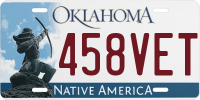 OK license plate 458VET