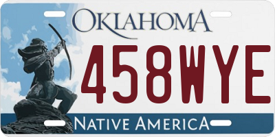 OK license plate 458WYE