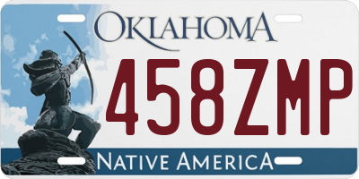 OK license plate 458ZMP