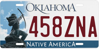OK license plate 458ZNA