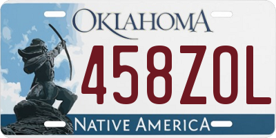 OK license plate 458ZOL