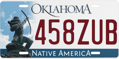 OK license plate 458ZUB