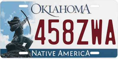 OK license plate 458ZWA