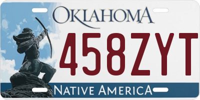 OK license plate 458ZYT