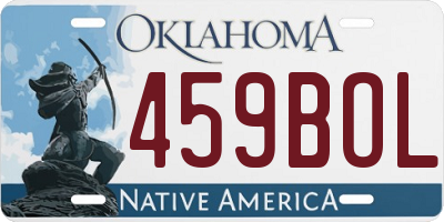 OK license plate 459BOL
