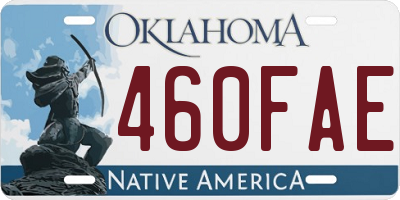 OK license plate 460FAE