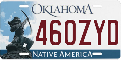 OK license plate 460ZYD
