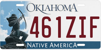 OK license plate 461ZIF