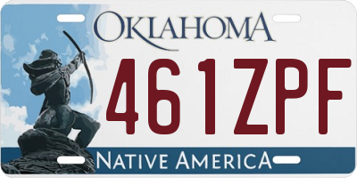 OK license plate 461ZPF