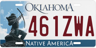 OK license plate 461ZWA