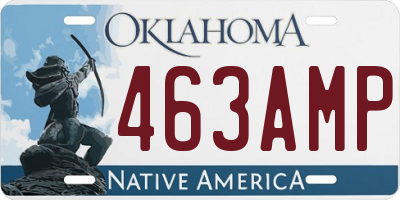 OK license plate 463AMP