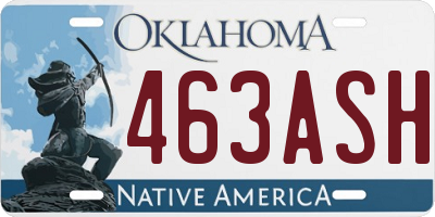 OK license plate 463ASH