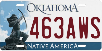 OK license plate 463AWS