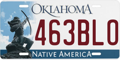 OK license plate 463BLO