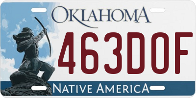 OK license plate 463DOF