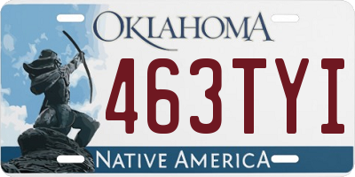 OK license plate 463TYI