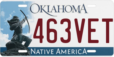 OK license plate 463VET