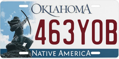 OK license plate 463YOB