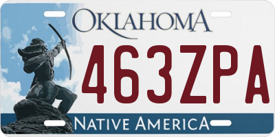 OK license plate 463ZPA