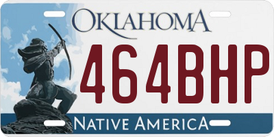 OK license plate 464BHP