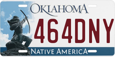 OK license plate 464DNY