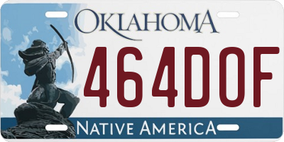 OK license plate 464DOF