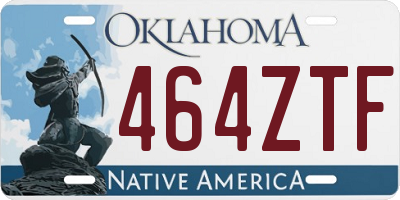 OK license plate 464ZTF