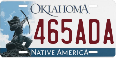 OK license plate 465ADA