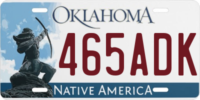 OK license plate 465ADK
