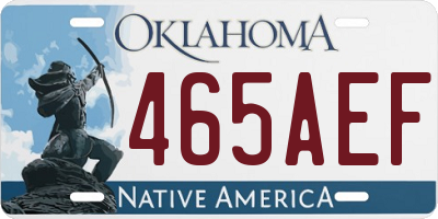 OK license plate 465AEF