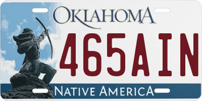 OK license plate 465AIN