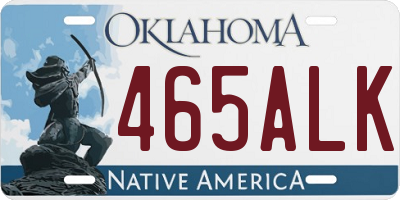 OK license plate 465ALK