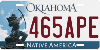 OK license plate 465APE