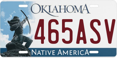 OK license plate 465ASV