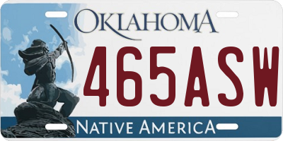 OK license plate 465ASW