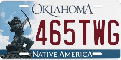 OK license plate 465TWG