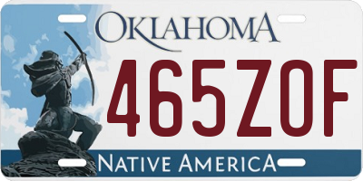OK license plate 465ZOF