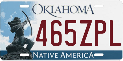 OK license plate 465ZPL