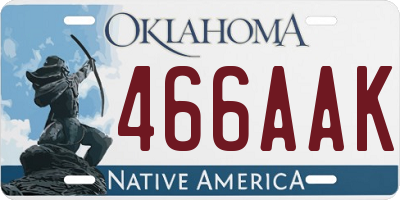 OK license plate 466AAK