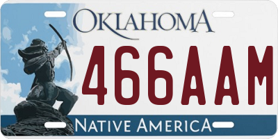 OK license plate 466AAM