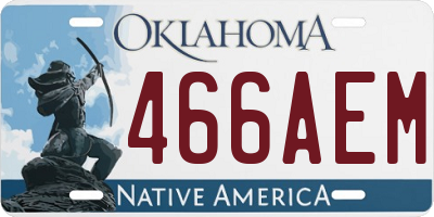 OK license plate 466AEM