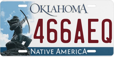 OK license plate 466AEQ