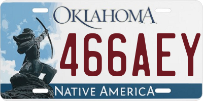 OK license plate 466AEY