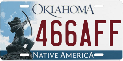 OK license plate 466AFF
