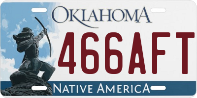 OK license plate 466AFT