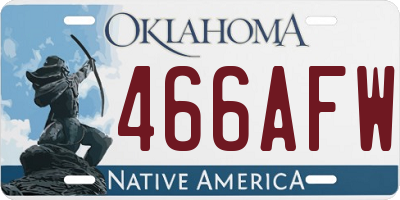 OK license plate 466AFW